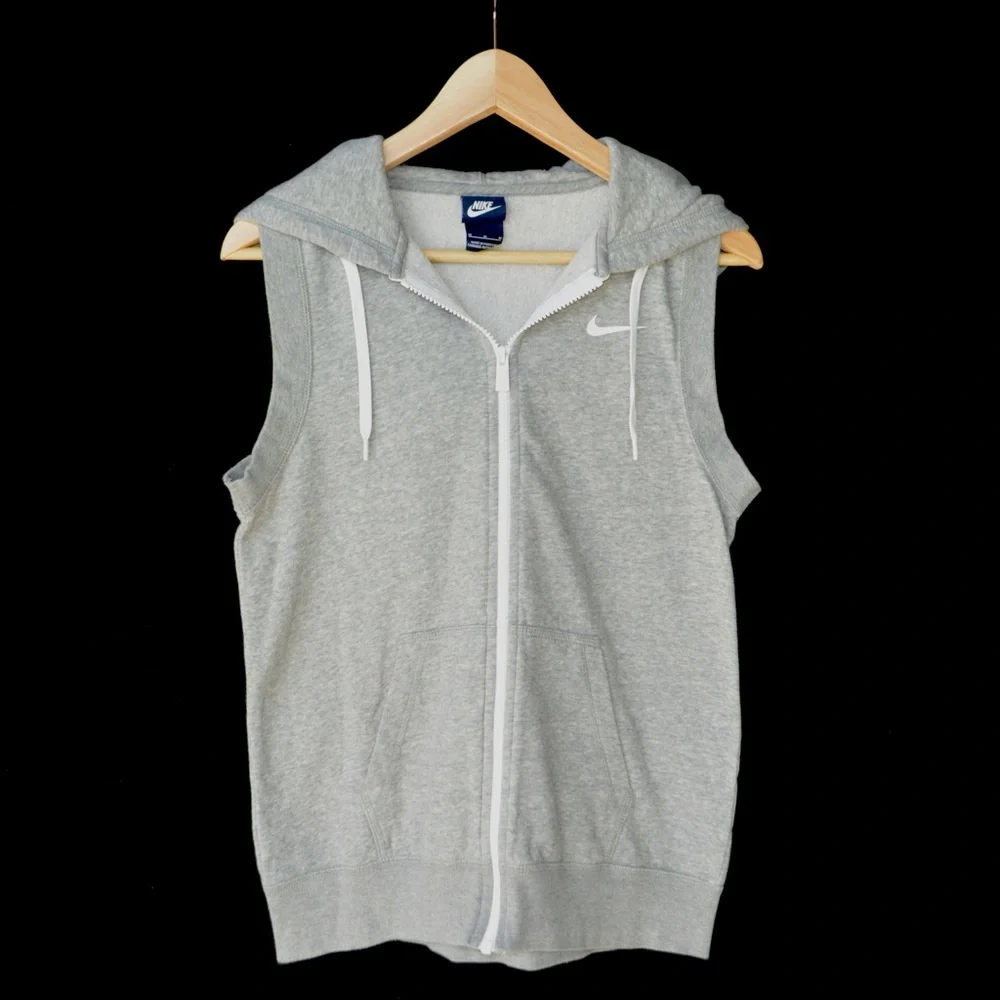 Nike Gray Hooded Sleeveless Muscle Tee Zip-Up